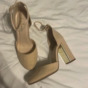 Laura Light Nude Suede Ankle Strap heels